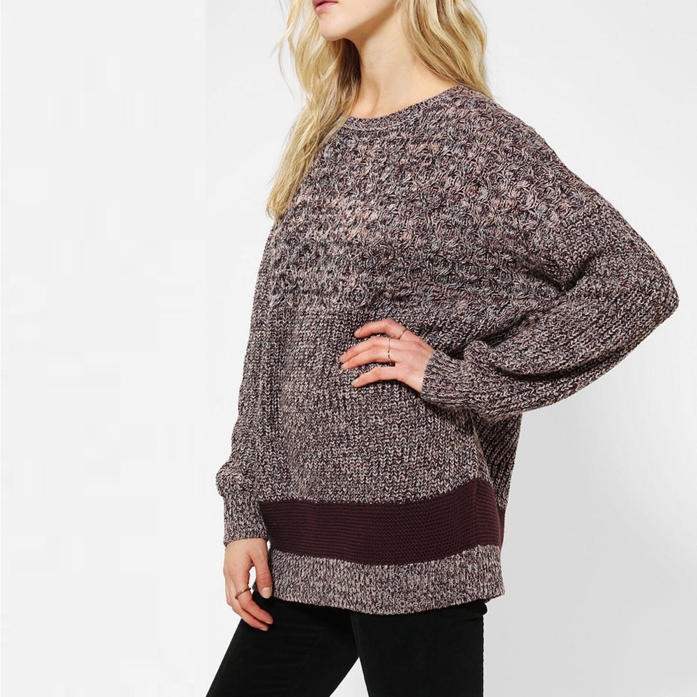 bdg | zoe marled maroon oversized slouch tunic sweater s